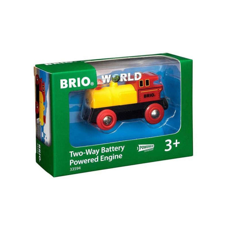 BRIO Locomotora Bidireccional A Pilas 33594 | Tren Amarillo Con Luces LED | Marcha Adelante/atrás Para Vías BRIO Y Compatibles