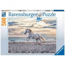 Imagen puzzle ravensburger caballo blanco en playa 500 pz