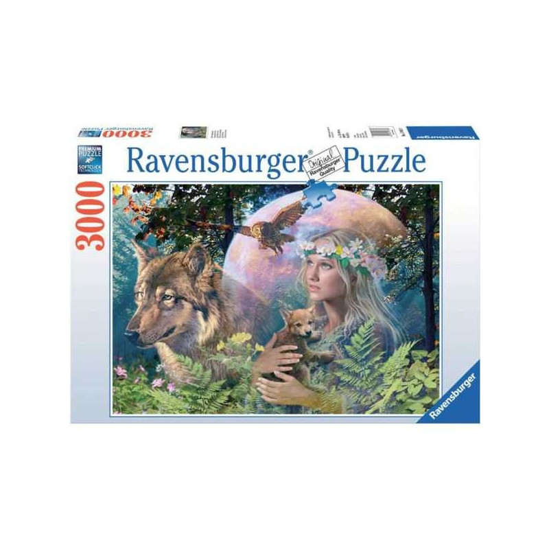 Imagen puzzle ravensburger lobos luz luna 3000 piezas
