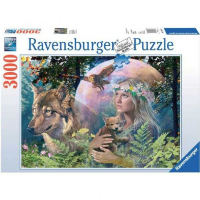 Imagen puzzle ravensburger lobos luz luna 3000 piezas
