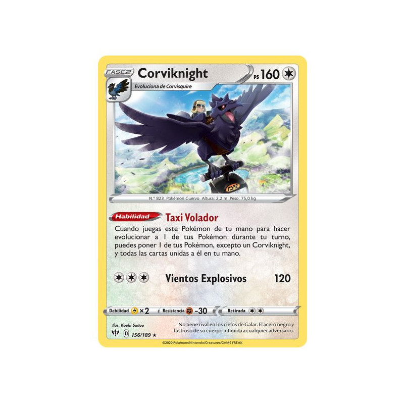 Imagen carta corviknight juego de cartas pokemon