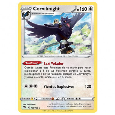 Imagen carta corviknight juego de cartas pokemon
