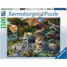 Imagen puzzle ravensburger lobos en primavera 1500 piezas
