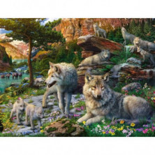 imagen 1 de puzzle ravensburger lobos en primavera 1500 piezas