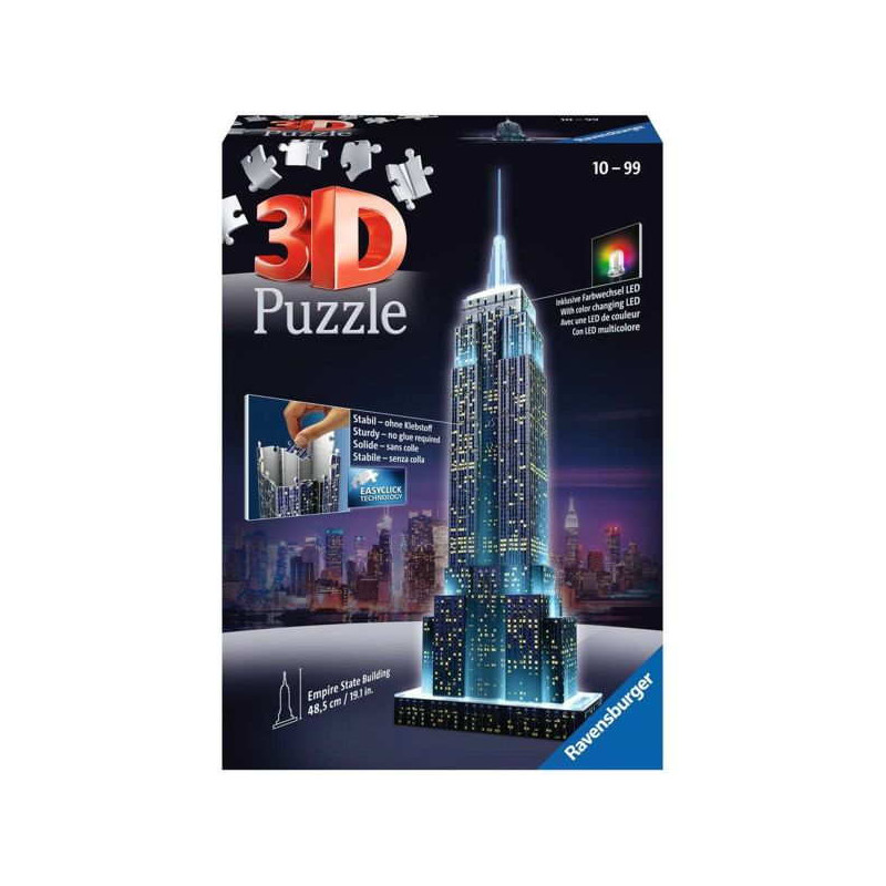Imagen puzle 3d empire state buildind con luz 216 piezas