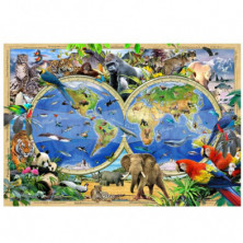 Imagen puzzle de madera natural animal kingdom map xl
