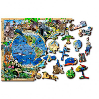 imagen 1 de puzzle de madera natural animal kingdom map xl