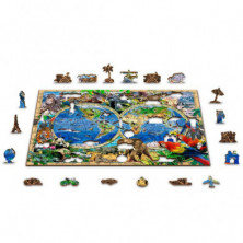 imagen 3 de puzzle de madera natural animal kingdom map xl