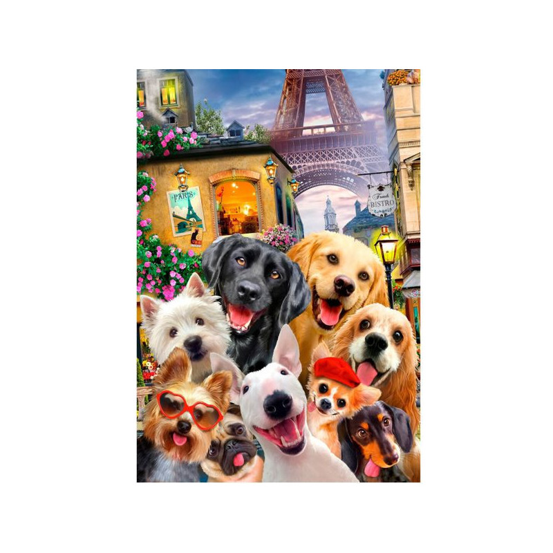 Imagen puzzle de madera puppies in paris -m-