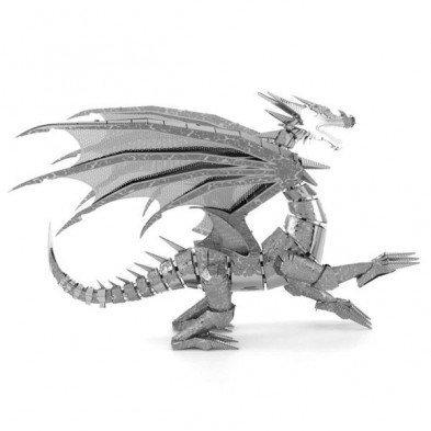 imagen 2 de dragon metal silver  metalearth puzzle 3d