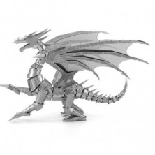 imagen 4 de dragon metal silver  metalearth puzzle 3d