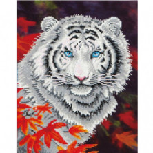 CUADRO WHITE TIGER IN AUTUMN  - PINTURA CON DIAMANTES - DIAMOND DOTZ®