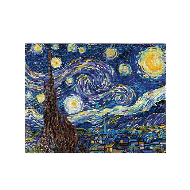 Imagen cuadro noche estrellada (van gogh) - pintura con d