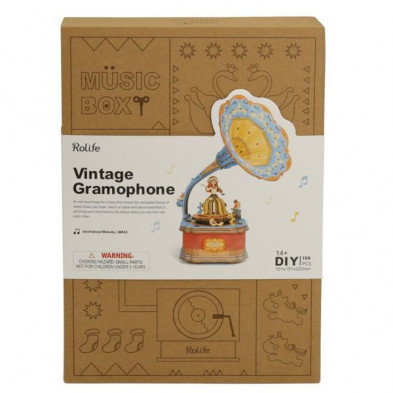 imagen 3 de caja de musica gramófono vintage - robotime