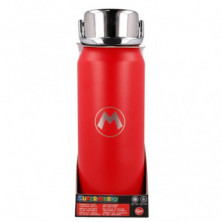 Imagen botella acero inoxidable termo 505ml super mario