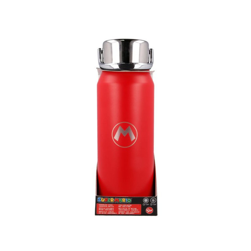 Imagen botella acero inoxidable termo 505ml super mario