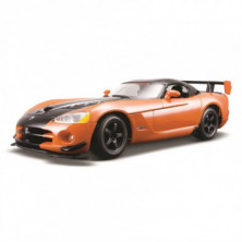 Imagen dodge viper srt 1/24 burago color negro y naranja