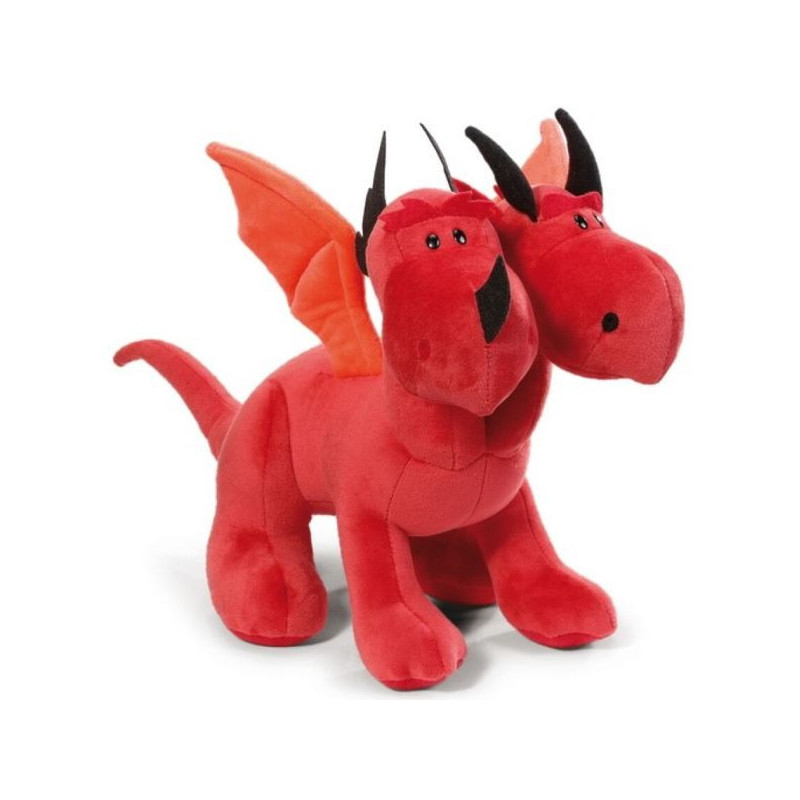Imagen peluche dragón rojo bicéfalo 30cm
