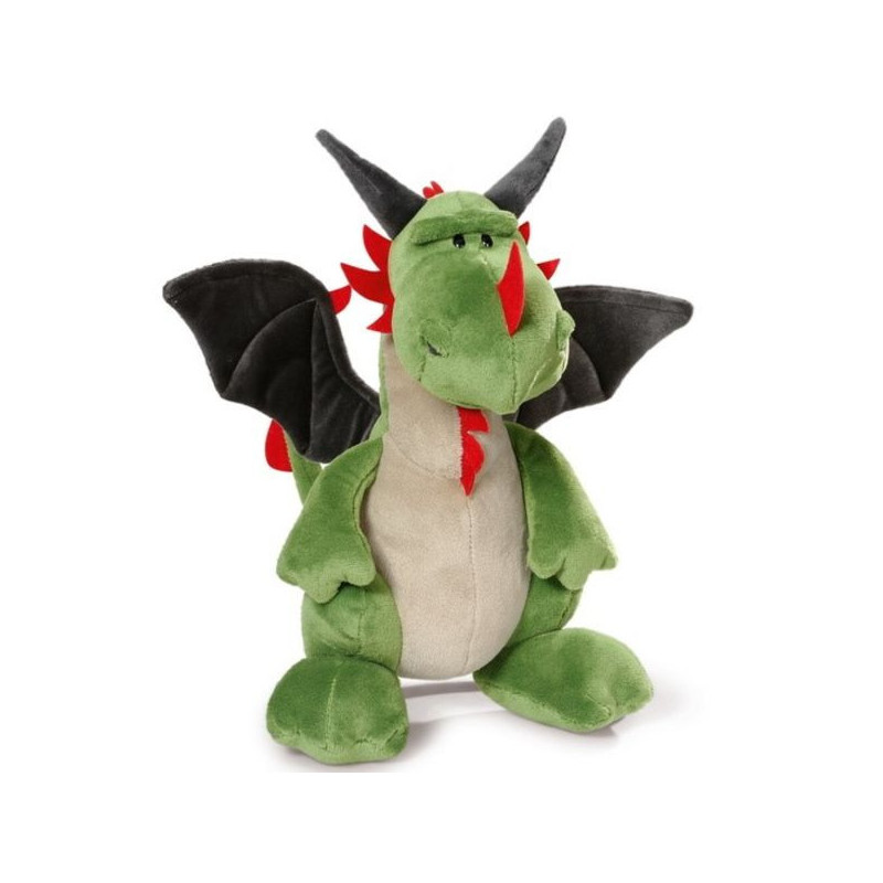 Imagen peluche dragón verde sentado jags rojos 45cm