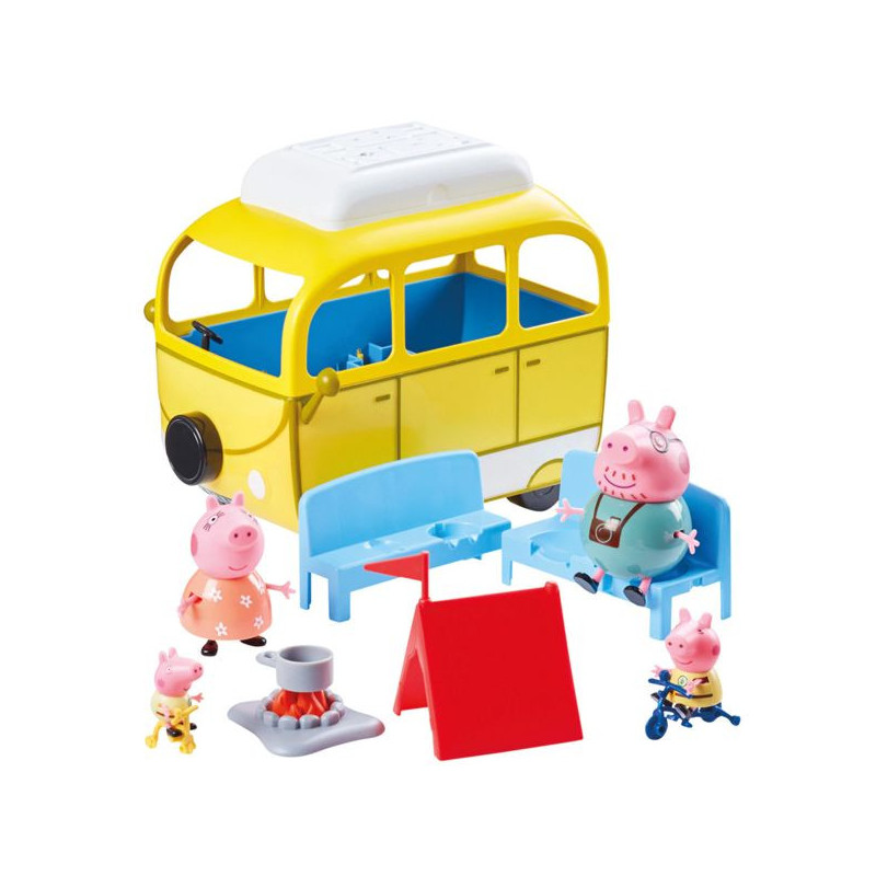 Imagen autocaravana con 4 figuras peppa pig