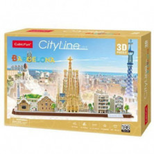 imagen 2 de puzzle 3d cityline barcelona cubic fun