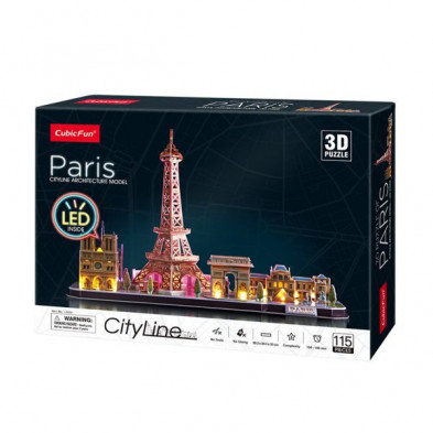 imagen 1 de puzzle 3d led paris skyline