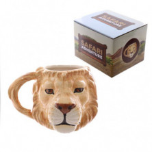 Imagen taza ceramica forma cabeza leon