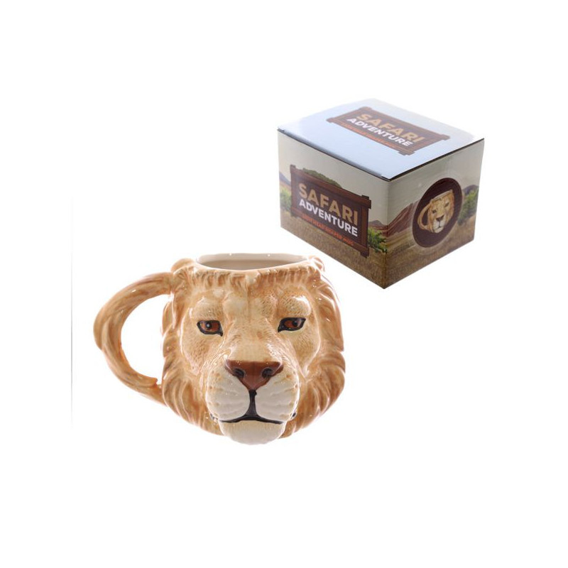 Imagen taza ceramica forma cabeza leon