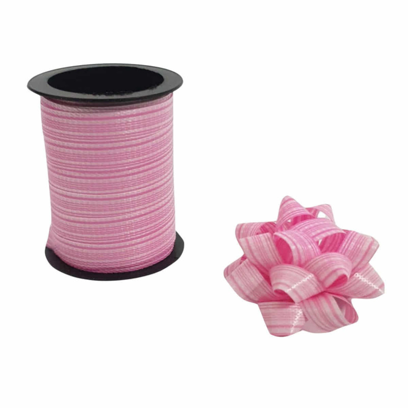 Imagen lazos y bobina dec rayas color rosa