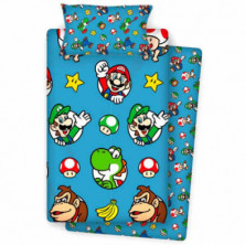 Imagen juego de sabanas algodón super mario 90cm