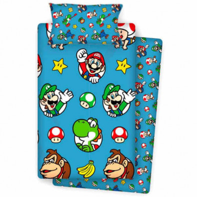 Imagen juego de sabanas algodón super mario 90cm Imagen juego de sabanas algodón super mario 90cm
