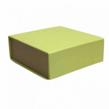 Imagen caja automontable iman verde con oro 13.5x10x6cm