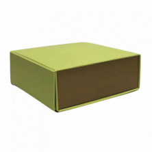 Imagen caja automontable iman verde con oro 16x16x6cm