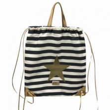 Imagen gymsack rayas negras estrella oro 40x3x42cm