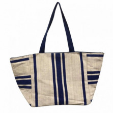 Imagen bolso lino rayas marino 32x48x20cm