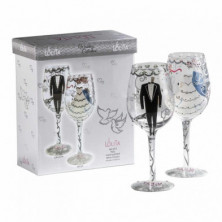 imagen 3 de estuche 2 copas de vino bride & groom lolita