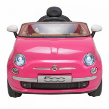 Imagen coche fiat 500 rosa eléctrico 12v con mando