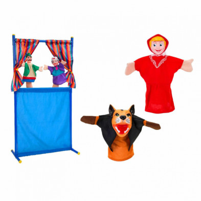 imagen 1 de teatro marioneta con 4 personajes 70x40cm