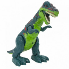 Imagen dinosaurio t-rex verde caminante con luz y sonido