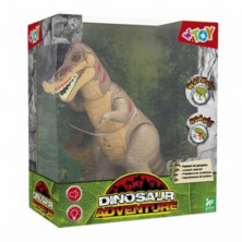 imagen 1 de dinosaurio t-rex marrón caminante con luz y sonido