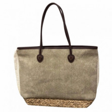 Imagen bolso lona lavada tostado 52x17x37cm