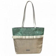 Imagen bolso glitter-flecos 2 asas verde