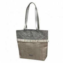 Imagen bolso glitter-flecos 2 asas plata