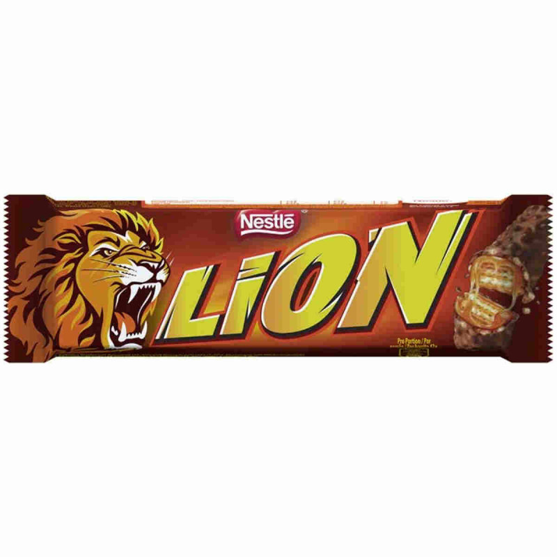 Barrita Lion Nestlé de 42g en envoltorio marrón con logotipo visible