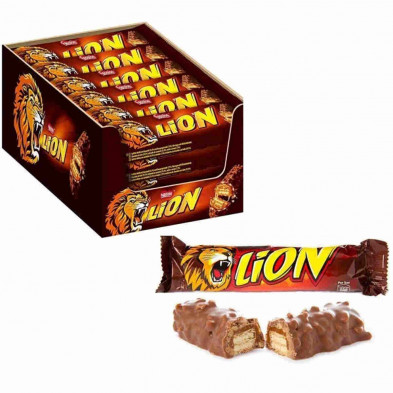 Caja expositora de Lion Nestlé con 24 unidades listas para punto de venta