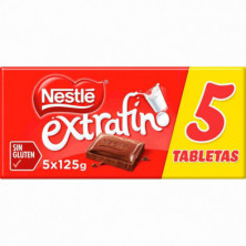 Imagen tableta chocolate nestlé extrafino 125gr pack 5u