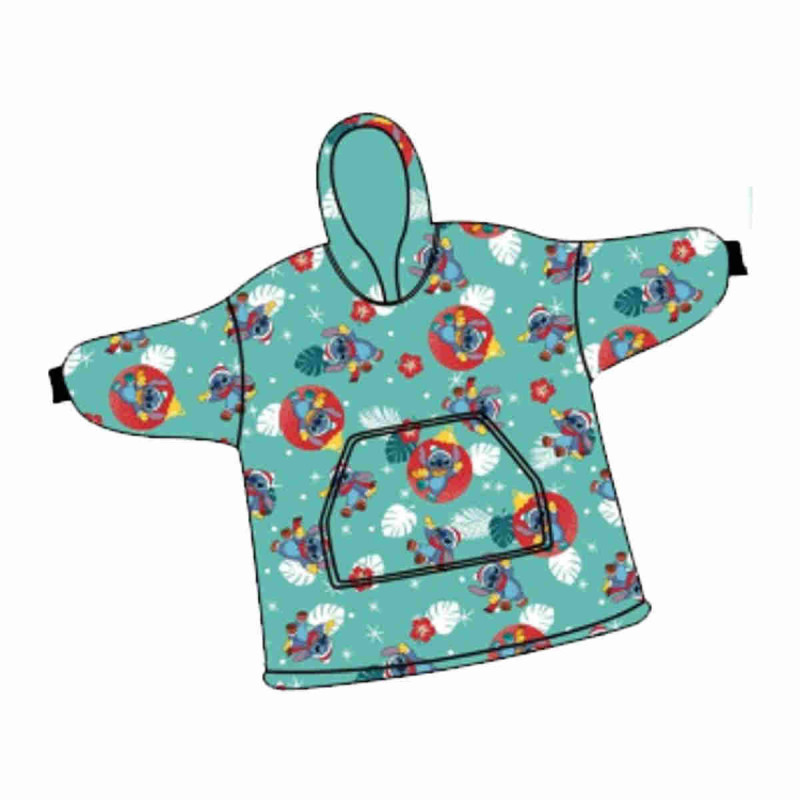 Imagen poncho de franela y sherpa stitch niño Imagen poncho de franela y sherpa stitch niño