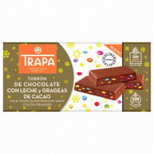 Imagen turrón de chocolate con grageas de cacao 175grs