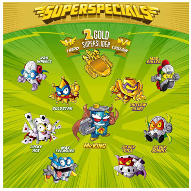 Lata Gold SuperThings Power Machines | Incluye A Doctor Volt Ultrararo Y 2 Vehículos Dorados
