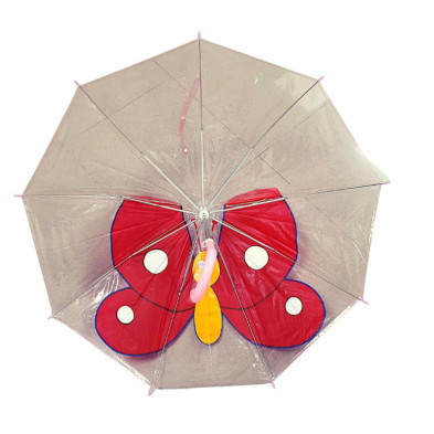 imagen 2 de paraguas transparente mariposa roja ø 72cm